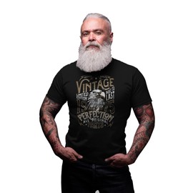 50th Birthday Gift Shirt for Men - Vintage 1975 Aged to Perfection Motorcycle Gift - F/Black-001-4X