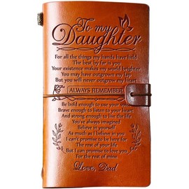 Daughter Gift from Dad, GIFTRRY to My Daughter Leather Journal, 140 Page Refillable Writing Journal, Graduation Birthday Gifts for Daughter from Dad, Father Daughter Gifts for Adults Daughter