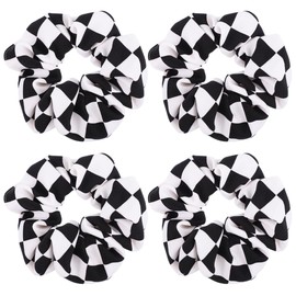 FOMIYES 4 Stück schwarz und weiß kariertes Haarseil Zubehör Para Mädchen Haargummis trendige Accessoires Haargummis Halter Haargummis für Damen Haar weiß Scrunchies Chiffon süß
