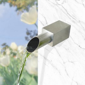 SUMGREEN 316 Stainless Steel 1.2 Inch Round Spout Scupper, Water Fountain Spillway Landscape Decor Overall Length 7.5 Inch for Outdoor, Pools, Ponds, Water Walls (Silver)