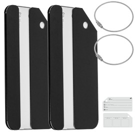 Luggage Tag with Address Tag, 2 Pack, Black Aluminium Sign, for Air Travel, Cruise, Metal Luggage Tag, Name Tag, Suitcase, Address Tag, Bag Tag, Travel ID Tag Hanger