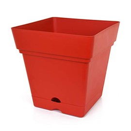 Mintra Home Garden Pot w/Wheels, Large (14.5inW x 15inH), (Red) - Colorful, Flower Pot, Planter