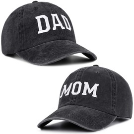 SaryHome Mom and Dad Hats Parents Grandpa and Grandma - Pregnancy Announcement Mom Dad Baseball Couples Cap - 2 Pcs New Parents Gifts, 01.black Mom & Black Dad-1, One Size