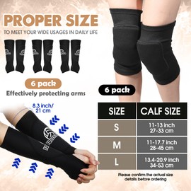 Breathffy 6 Pairs Volleyball Knee Pads and 6 Pairs Volleyball Padded Passing Sleeves Volleyball Arm Sleeves Padded, Protective Knee Brace Forearm Elbow Sleeve Train Accessories (Black)