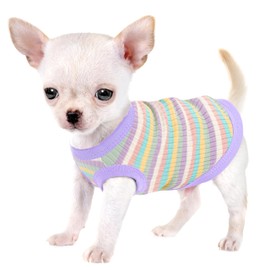 Elevate Your Pet's Comfort and Fashion: Premium 100% Cotton Rib Dog Shirt Vest for Small Breeds Like Chihuahuas, Yorkies, and Puppies .Year-Round Style with Tank-Style Puppy Attire Light Purple XXS