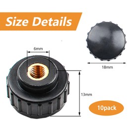 MOROBOR M6 Knurled Thread Clamping Knob, 10pcs Black Plastic Through Hole Set Brass Female Threaded Nut,Screw-On Handle Clamping Knob for Mechanical Equipment
