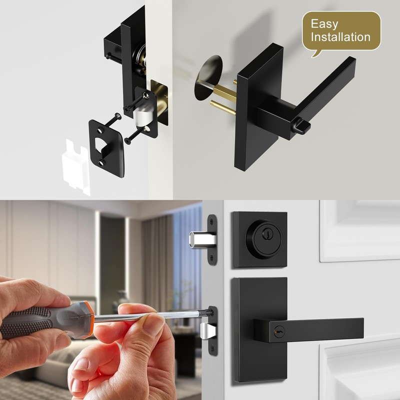 Newlaking Exterior Door Handle with Single Cylinder Deadbolt Lock