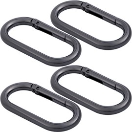 STSTR 4 PCS Oval Spring Ring Clips, Black Metal Keyring Purse Clip, Heavy Duty Opening O Ring Carabiner for Keychains, Buckle Clasp for Backpacks, Purse, Keys, Bag Strap (1.97 × 0.94 Inch)