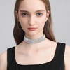 Zealmer 7 Row Rhinestone Choker Necklace Silver Sparkling Diamond Chokers