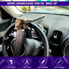 OPL5 Car Steering Lock, Heavy Duty Universal Anti-Theft Locking Devices, Wheel Safety Lock with 3 Keys for Auto/Truck/SUV/Van