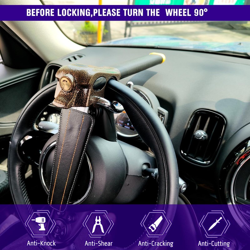 OPL5 Car Steering Lock, Heavy Duty Universal Anti-Theft Locking Devices,