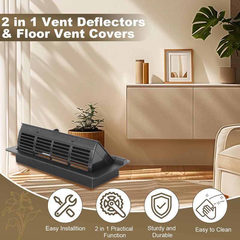 Vent Deflectors & Floor Vent Covers 4x10 inch, Easy Adjustable