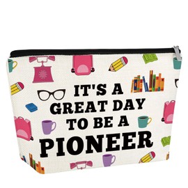 Gfhzdmf Jw Pioneer Gift for Women It's a Great Day to Be a Pioneer Makeup Bag Jw Gifts for Daughter Mom Friend Bff Cosmetic Bag with Zipper Pioneers Gift Travel Pouch