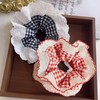 3 Pieces Lace Large Scrunchies,Red Plaid Double Layer Embroidery Fluffy