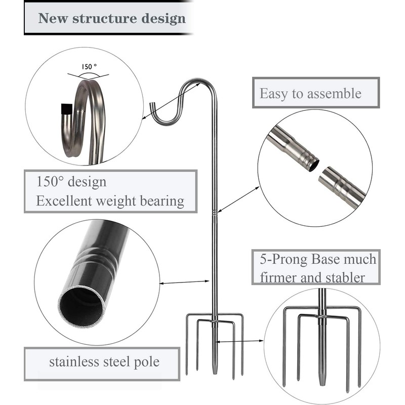 FLY HAWK Bird Feeder Hanger,62 inch for Bird Feeder, 5/8