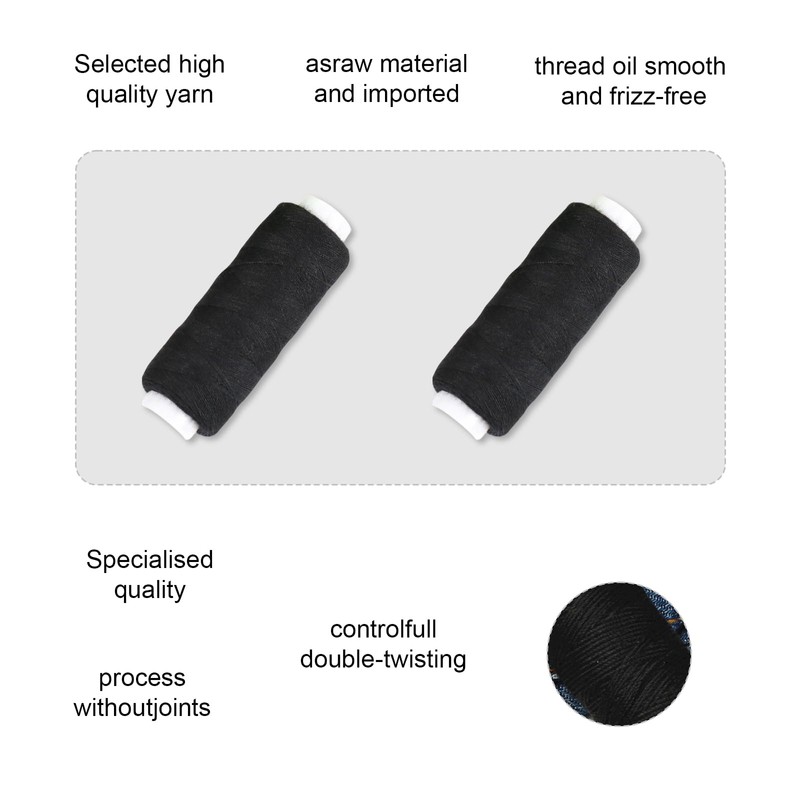 Sewing Thread - TRACOMPAN 2PCS Black Cotton Threads | Sewing