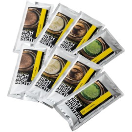 STEADY 完全栄養食 プロテイン タンパク質24g ホエイ ソイ 食物繊維 750億の乳酸菌 コラーゲン ほうじ茶ラテ RICH RISE PROTEIN リッチライズプロテイン 25g お試しセット (04.ｼﾙｷｰｺｺｱ/黒糖きなこ/極み抹茶/ほうじ茶 ﾗﾃ（各2点）)