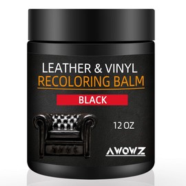 AWOWZ Leather Recoloring Balm - Scratch Repair & Color Restore Kit for Faded Leather, Leather Couch & Car Seats - 12OZ Leather Restorer Balm for Furniture, Auto Interior, Vinyl, Accessories (Black)