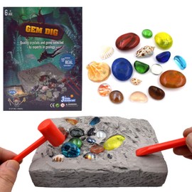 Minerals Excavation Set, Gemstone Excavation Toy, Excavation Set for Children, Science Kit, Gemstones, Gift for Children from 6 Years Boys Girls