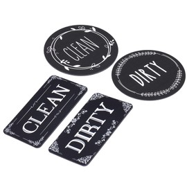 MECCANIXITY Dishwasher Magnet Clean Dirty Sign Black-Black Double-Sided Use for Dishwasher Washing Machine Refrigerator Clean Dirty Sign Indication 1set
