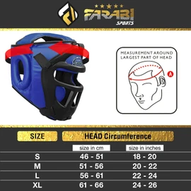 Farabi Sports Krav MAGA Head Guard Front Bar Grill Protector Kickboxing Head Guard (Blue, Large)