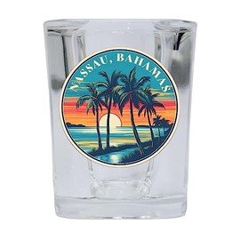 R and R Imports Nassau the Bahamas Design D Souvenir 2.5 Ounce Shot Glass Square Single