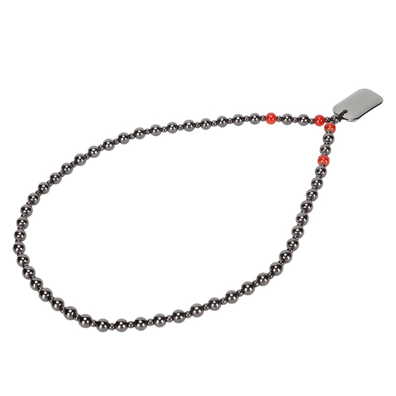 Terahertz Beaded Necklace Fashionable Rectangular Pendant Soreness Relief Energy Stone