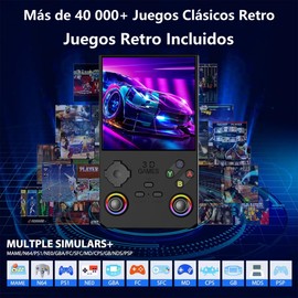 SMICERE V40 MAX Consola Portátil de Juegos Retro con Pantalla IPS HD de 4,0 Pulgadas, 256 GB de Almacenamiento y Más de 40 000 Juegos Clásicos. Incluye Funda Protectora de Almacenamiento (Negro)