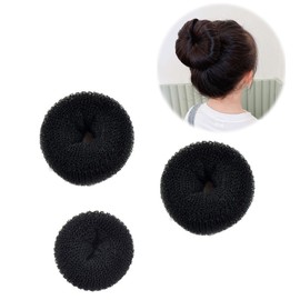 FsGrg Bun Hair Arrangement, Hairpins, Donuts, Bun Goods, Bun Sponge, Hair Bundle, Easy Hair Arrangement, Set for Chignon Hair, S, M.L, 3 Sizes (black)