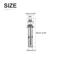 DTGN M8 x 60 Expansion Bolts - 5Pack- Good for Concrete Dry Brick Block Walls - 304 Stainless Steel - Silver