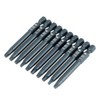 10pcs SQ2 Square Head Screwdriver Bit Set, 1/4inch Hex Shank