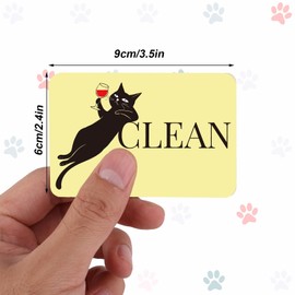 Pack of 2 Funny Magnetic Signs Clean Dirty for Dishwasher, Black Cat Double Sided Reversible Magnetic Clean Dirty Sign for Dishwasher and Fridge