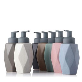 Layboo Ceramics Hexagon Shape Foaming Soap Dispensers Pump-Bottles for Kitchen, Bathroom Countertop and Vanities 480 ml (Green)