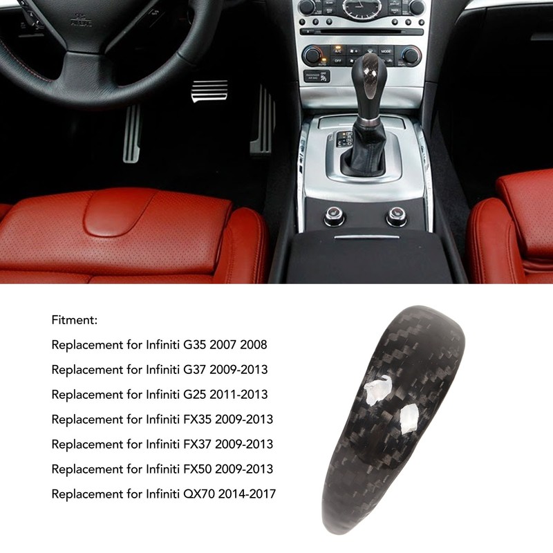 Carbon Fiber Gear Shift Knob Cover Trim Replacement for Infiniti