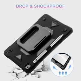 MARKILL for iPad 10.2 inch Shockproof Case with 360 Rotating Grip Magic Stand, Pen Slot/Keychain/Carrying Shoulder Strap,Case for iPad 9th/8th/7th Gen