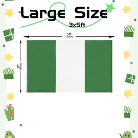 3x5 Ft (90 X 150cm) Nigeria Flag Large Flag Of Nigeria With 2 Brass Grommets Nigerian National Flag For Party Festival Procession Celebration Sport Activities Garden Home Indoor Outdoor Decoration