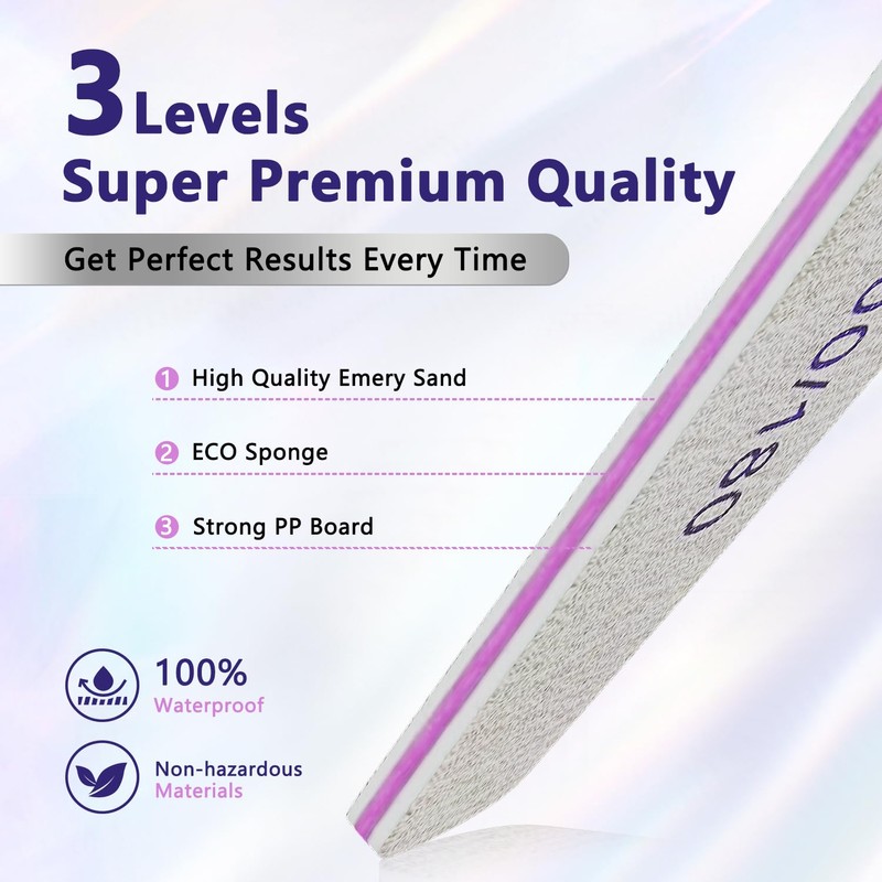 12 PCS Professional Nail Files 100/180 Grit, Four of Each,