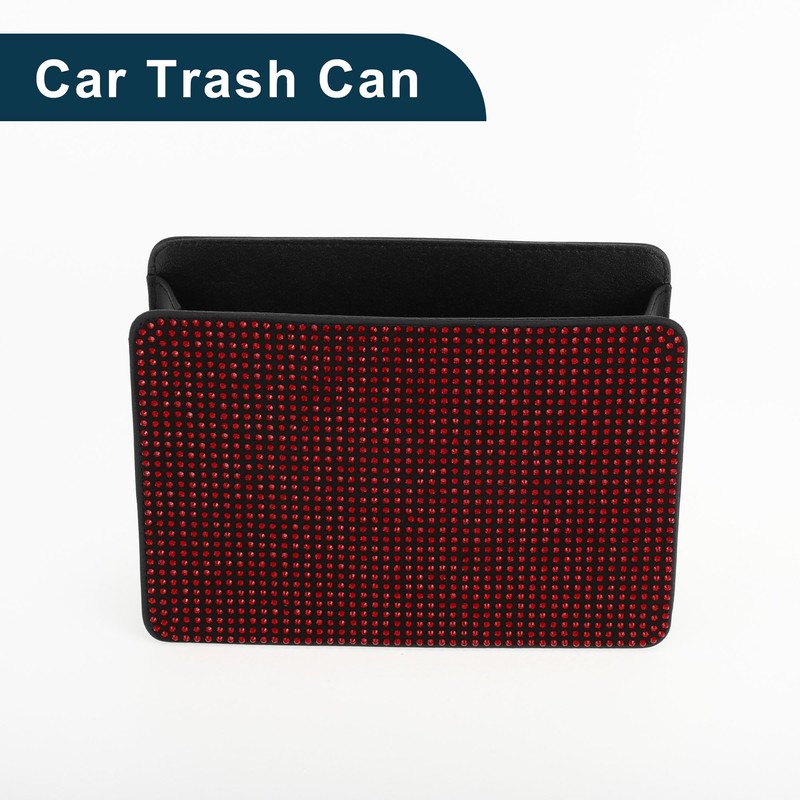 TUCKBOLD Car Trash Can Portable Seat Back Trash Bin Red