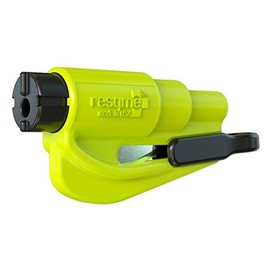 resqme The Original Emergency Keychain Car Escape Tool, 2-in-1 Seatbelt Cutter and Window Breaker, Made in USA, Yellow - Compact Emergency Hammer