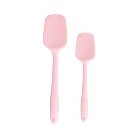 Premium Seamless Spoonula - Non-Stick Heat Resistant Silicone Scraper Spatula - Perfect for Mixing, Serving, Scraping, Stirring, and More - 8” mini and 11" Large Ultimate (Pink)