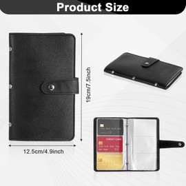 Exclaith Credit Card Holder Business Card-Holder Book with 96 Card Slots Leather Business Card-Organizer for Managing Your Different Cards and Important Documents to Prevent Loss or Damage (Black)