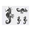 4 x 'Patterned Seahorse' Temporary Tattoos - Water Resistant, Skin-Safe,