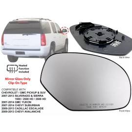 apa AUTO PARTS AVENUE Mirror Glass Heated fits 2007 - 2014 SIERRA YUKON ESCALADE Right Passenger Side