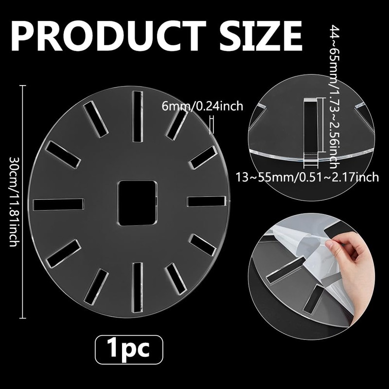 BENECREAT Clock Router Templates, 30cm Acrylic Router Inlay Template, Circle