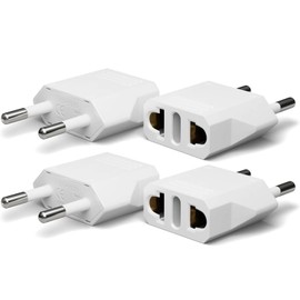 Oliveria Pack of 4 Travel Adapters, US to EU Adapter, Adapter Plug USA Germany Plug, Travel Plug US to EU, US Adapter EU, USA Adapter Socket, EU Plug Adapter for Devices with USA - White