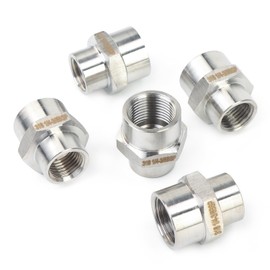 LTWFITTING Stainless Steel 316 BSP Pipe Fitting 3/8-Inch x 1/4-Inch Female BSPP Reducing Coupling Boat Air Fuel (Pack of 5)