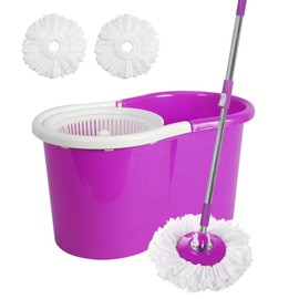 Floor Mop and Twist Spinning Dry Bucket with 2 Microfiber Mop Head