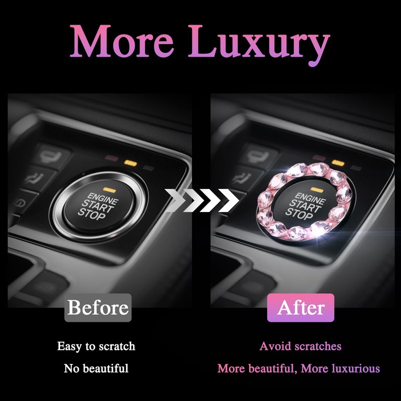 Soleebee 2 PCS Bling Car Engine Start Stop Trim Ring