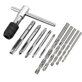 Saipor Adjustable T-Handle Tap Wrenches Set Ratchet Tap Holder Wrench with 5pcs M3-M8 Metric Screw Thread Tap Set and Twist Drill Bits Set
