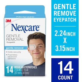Nexcare Sensitive Skin Opticlude Eyepatch, Regular Size, Contoured for Fit, Hypoallergenic Adhesive, Designed to Help Lazy Eye, for Boys and Girls, 14 Count